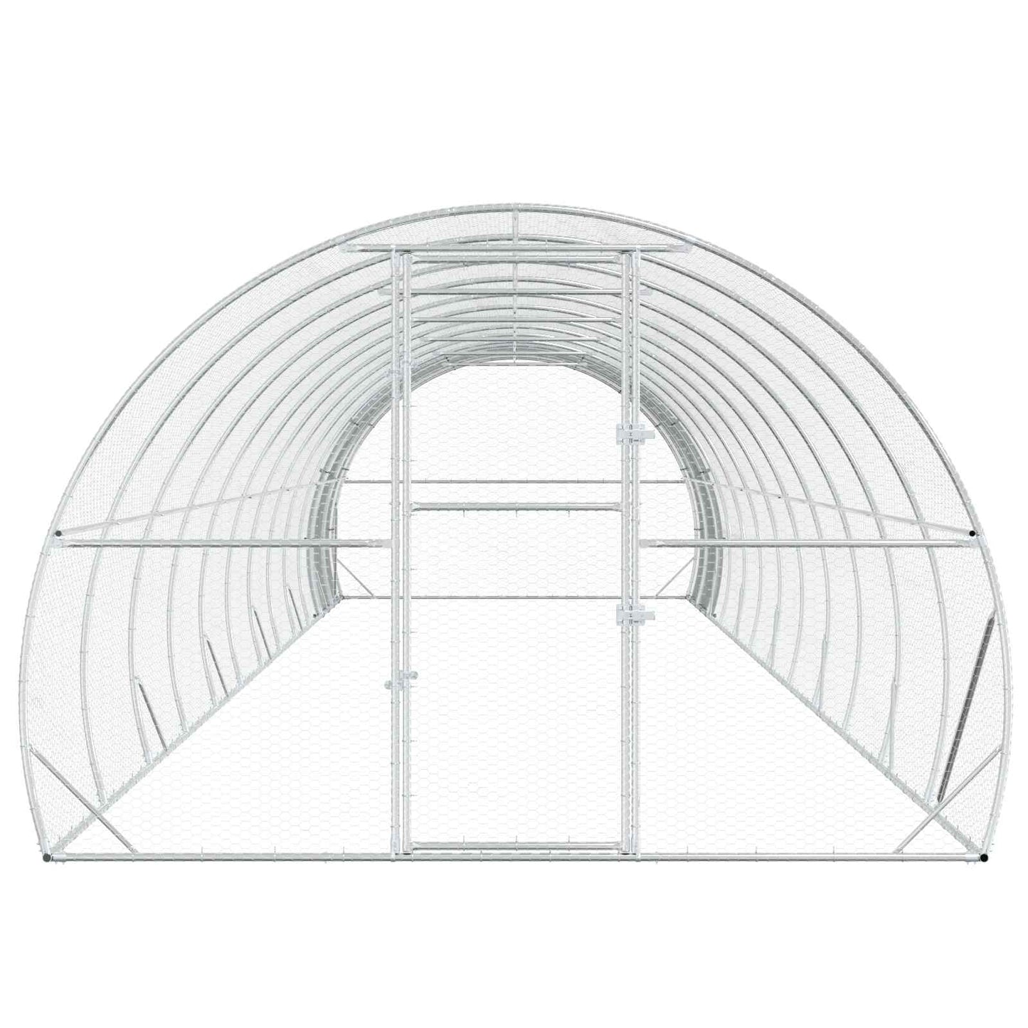 vidaXL Chicken Coop Silver 1200 x 300 x 200 cm Galvanised Steel 4