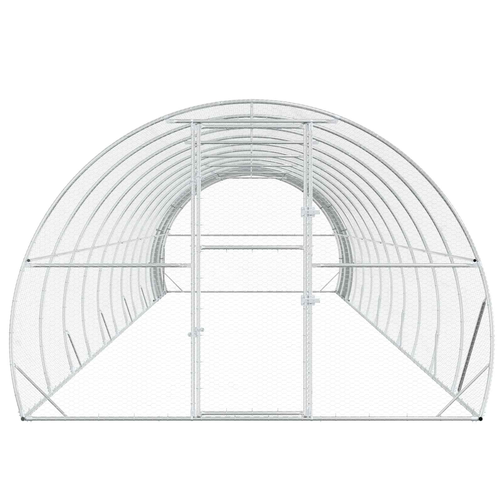 vidaXL Chicken Coop Silver 1200 x 300 x 200 cm Galvanised Steel 4