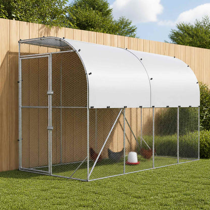 vidaXL Against Wall Chicken Coop Silver with Roof