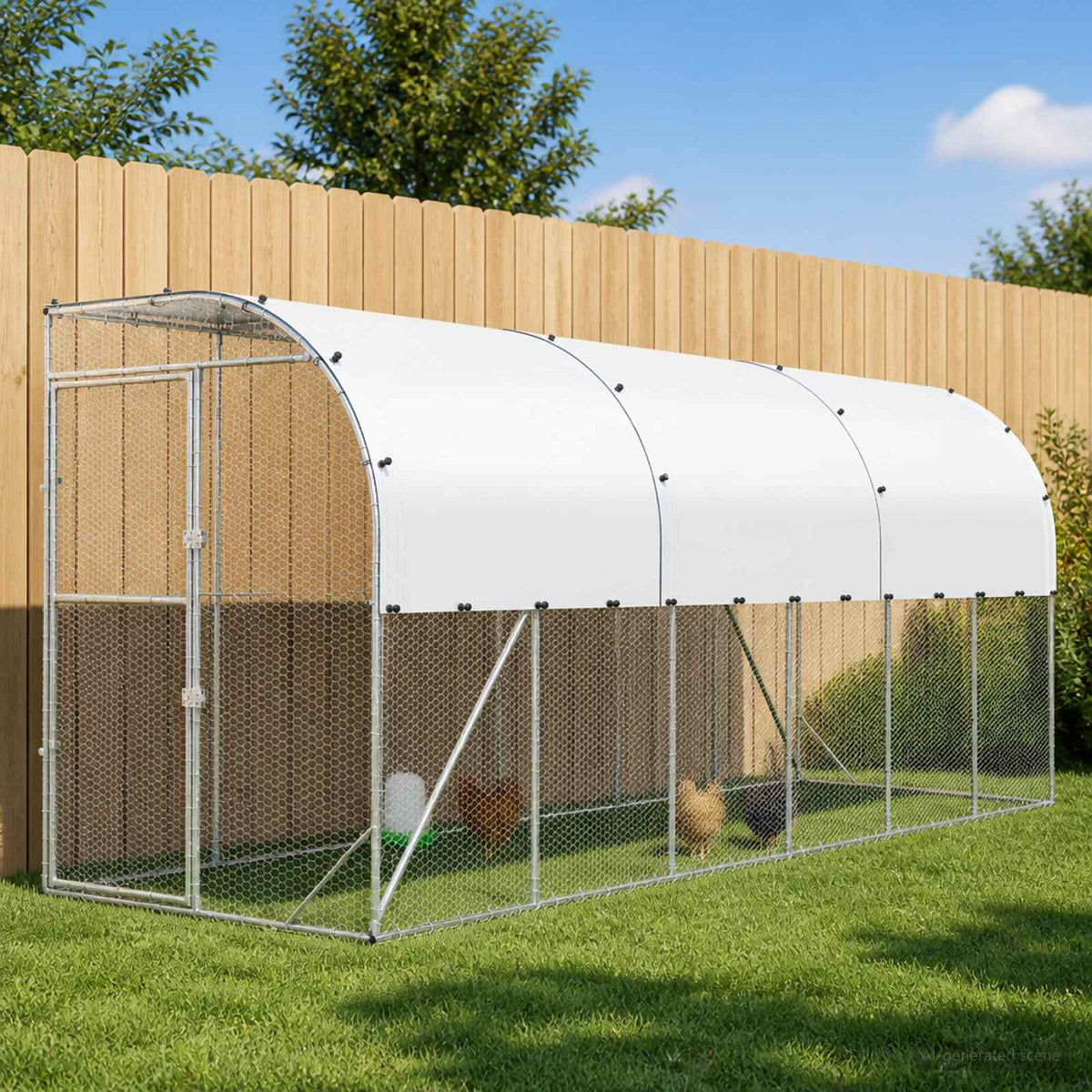 vidaXL Against Wall Chicken Coop Silver with Roof