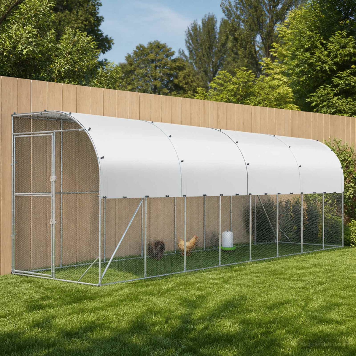 vidaXL Against Wall Chicken Coop Silver with Roof