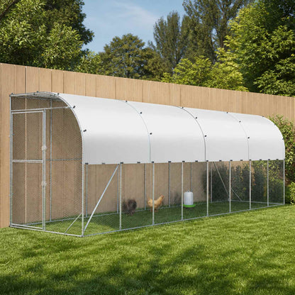 vidaXL Against Wall Chicken Coop Silver with Roof