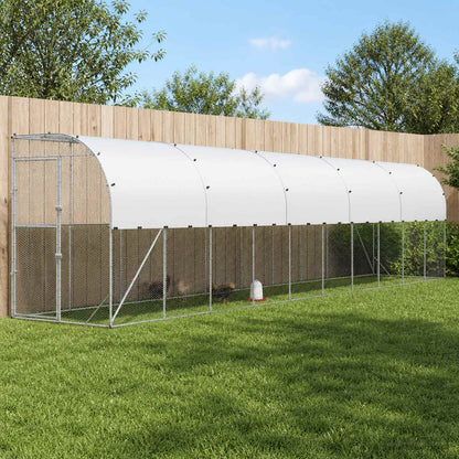 vidaXL Against Wall Chicken Coop Silver with Roof