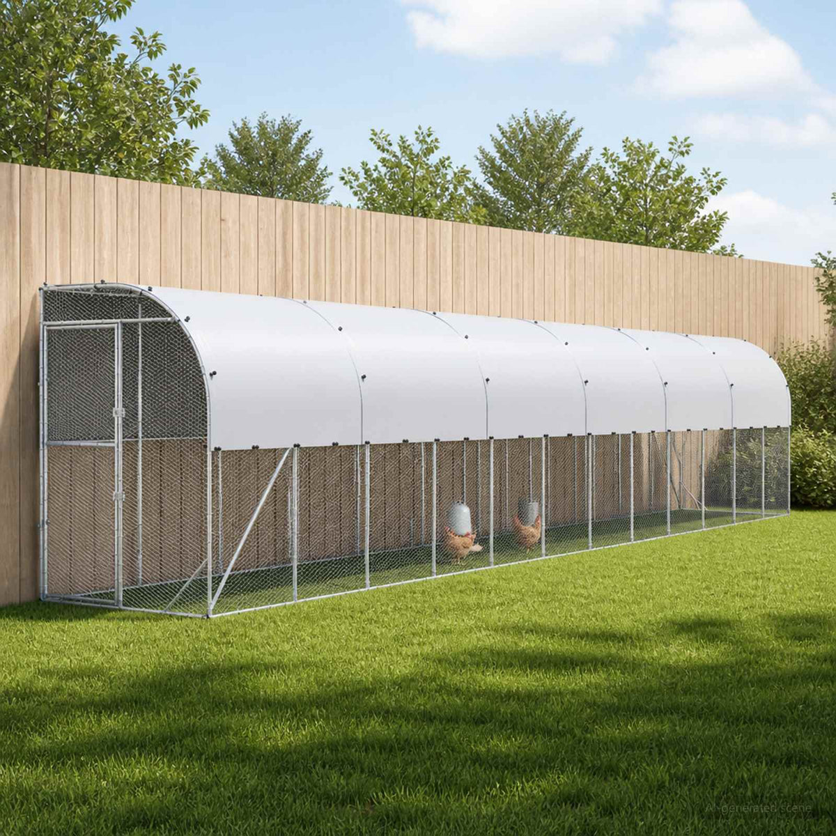 vidaXL Against Wall Chicken Coop Silver 1200 x 100 x 215 cm 1