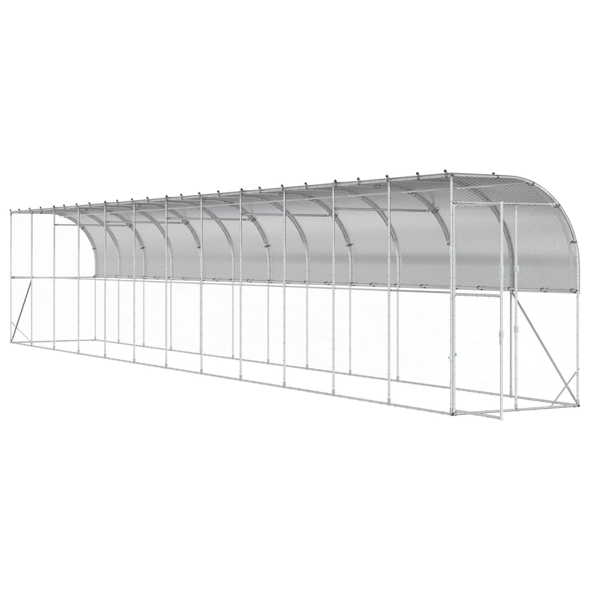 Against Wall Chicken Coop Silver with roof 1200 cm 100 cm