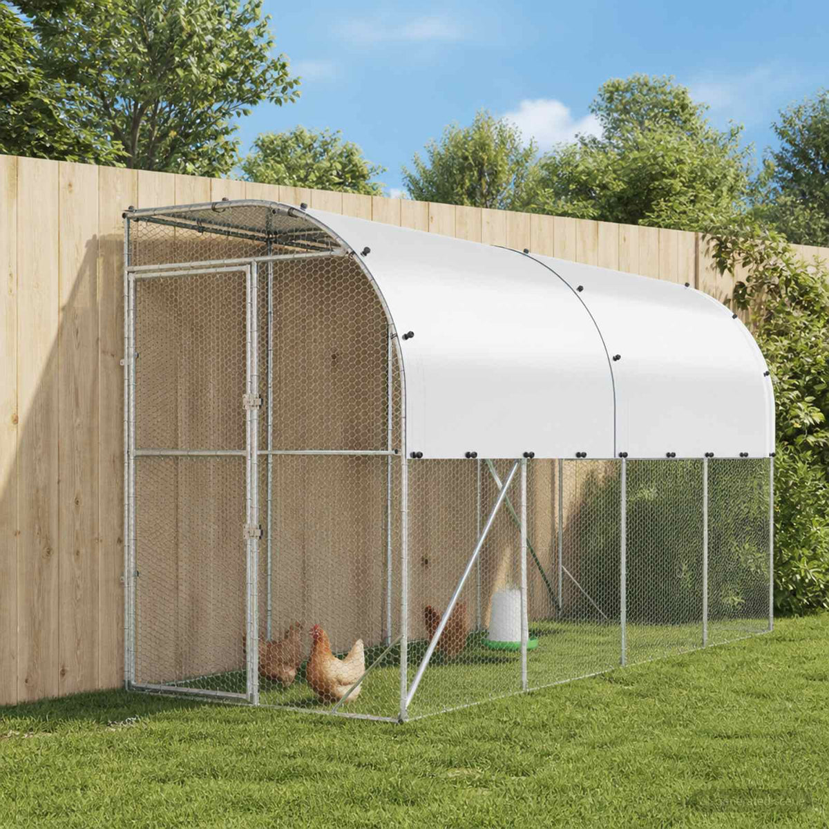 vidaXL Against Wall Chicken Coop Silver with Roof