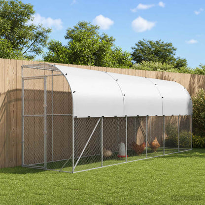 vidaXL Against Wall Chicken Coop Silver with Roof