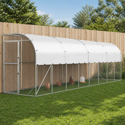 vidaXL Against Wall Chicken Coop Silver with Roof