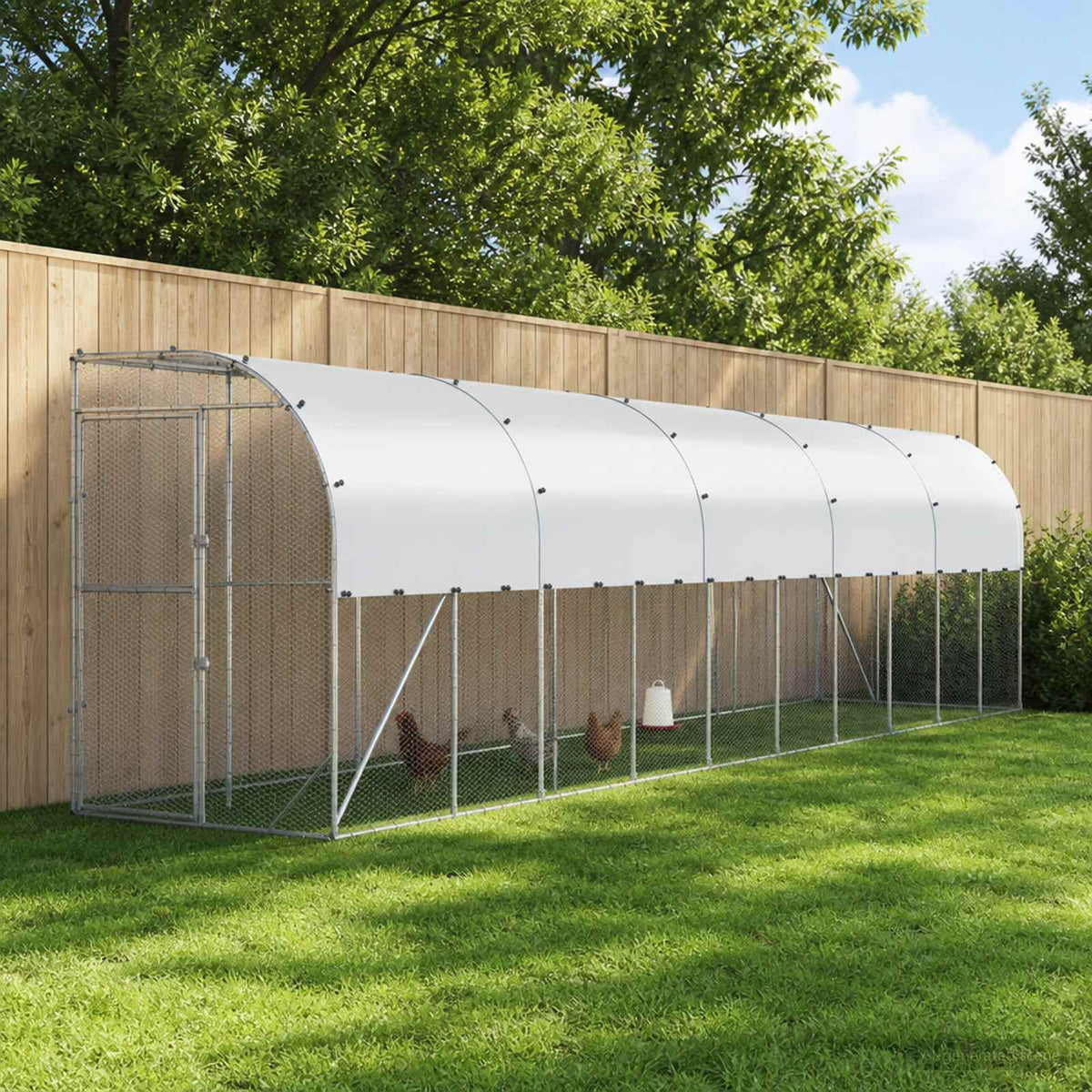 Against Wall Chicken Coop Silver with roof 1000 cm 150 cm
