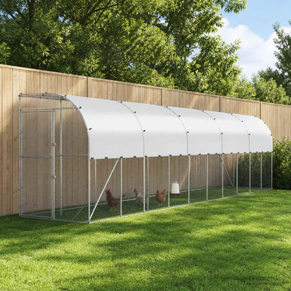 Against Wall Chicken Coop Silver with roof 1000 cm 150 cm