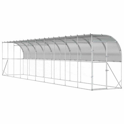 Against Wall Chicken Coop Silver with roof 1000 cm 150 cm