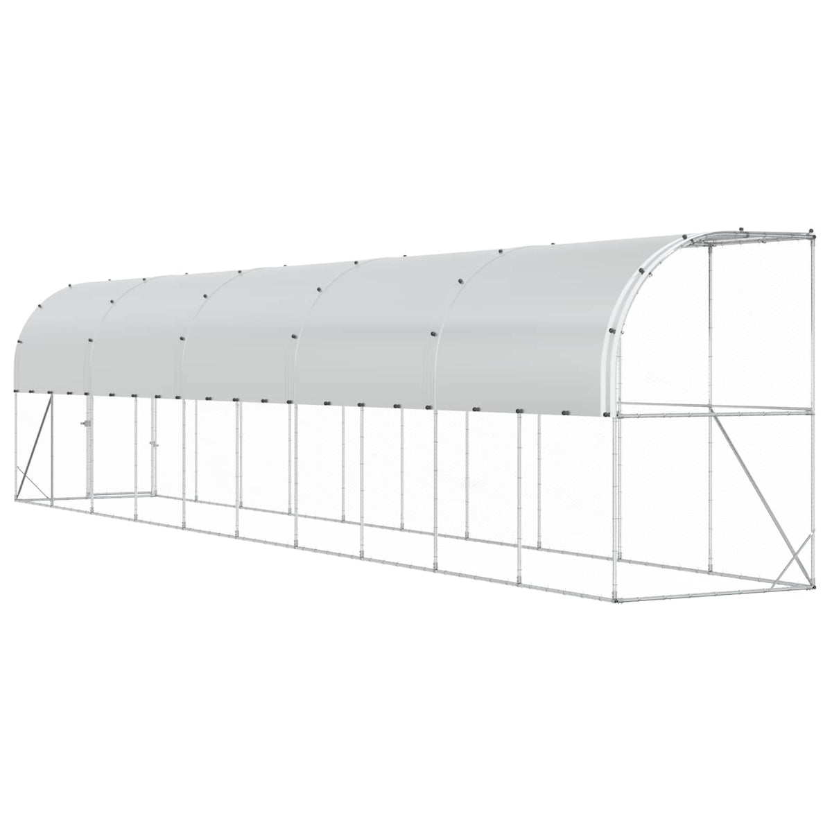 vidaXL Against Wall Chicken Coop Silver 1000 x 150 x 215 cm 6