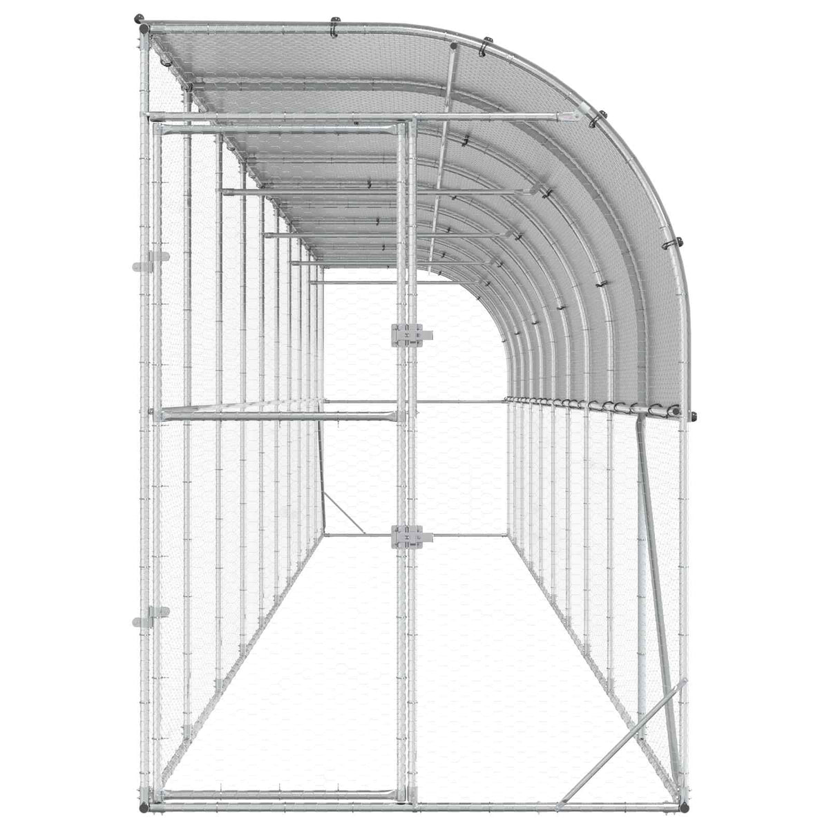 vidaXL Against Wall Chicken Coop Silver 1000 x 150 x 215 cm 4