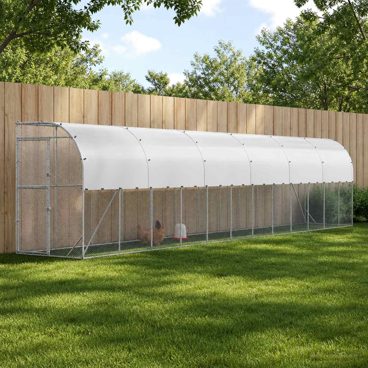 vidaXL Against Wall Chicken Coop Silver 1200 x 150 x 215 cm 1