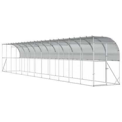 vidaXL Against Wall Chicken Coop Silver 1200 x 150 x 215 cm 2