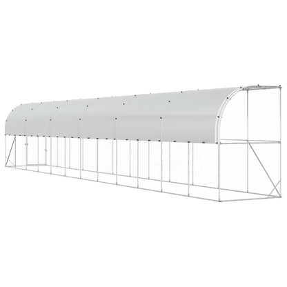 vidaXL Against Wall Chicken Coop Silver 1200 x 150 x 215 cm 6