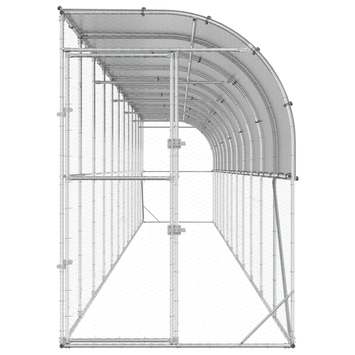 vidaXL Against Wall Chicken Coop Silver 1200 x 150 x 215 cm 4