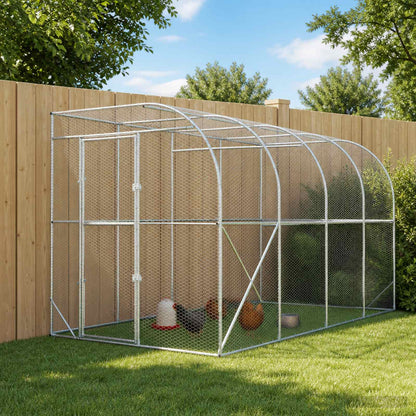 Against Wall Chicken Coop Silver without Roof 400 cm