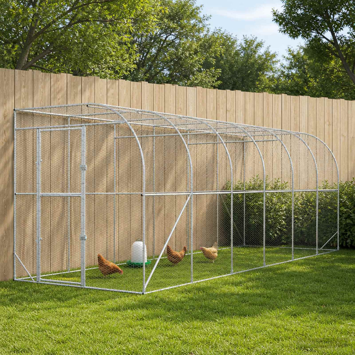 Against Wall Chicken Coop Silver without Roof 600 cm