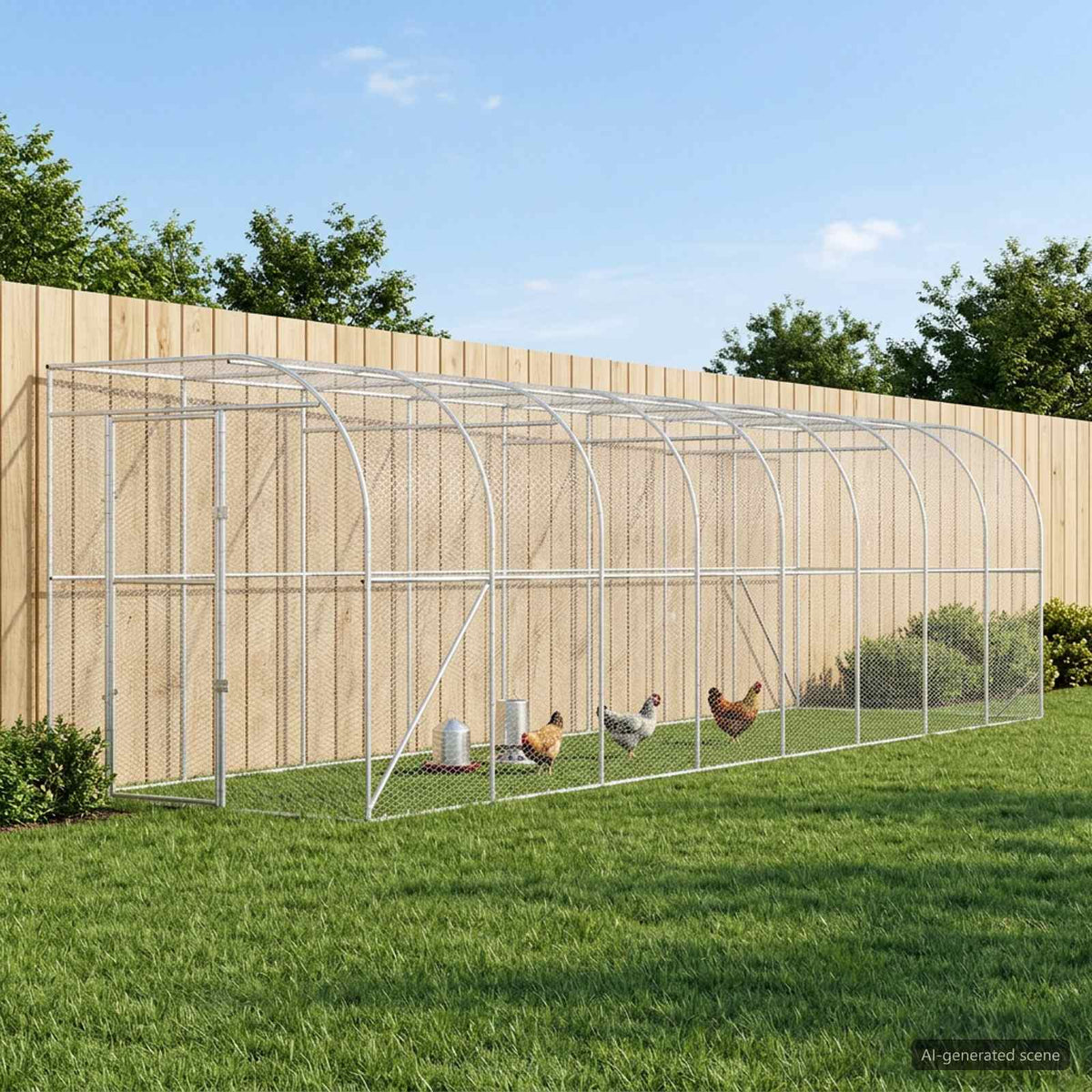 Against Wall Chicken Coop Silver without Roof 800 cm