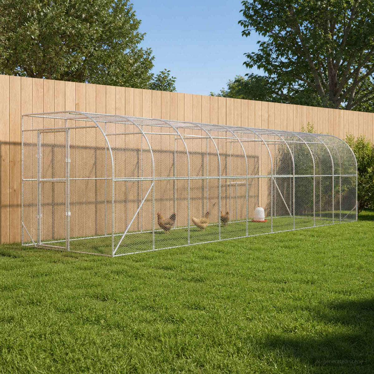 Against Wall Chicken Coop Silver without Roof 1000 cm