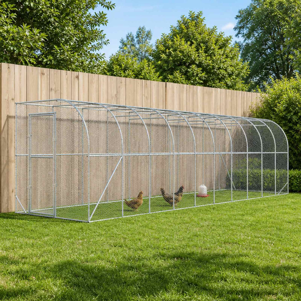 vidaXL Against Wall Chicken Coop Silver 1200 x 200 x 215 cm