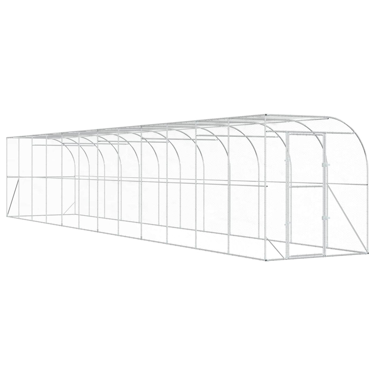 Against Wall Chicken Coop Silver without Roof 1200 cm