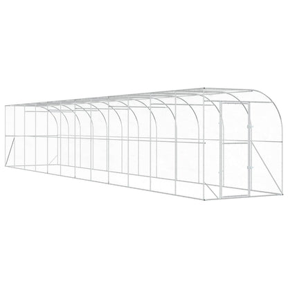 Against Wall Chicken Coop Silver without Roof 1200 cm