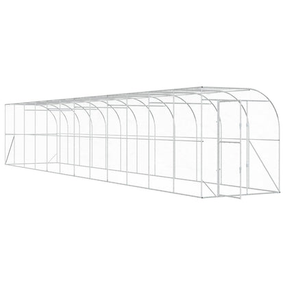 Against Wall Chicken Coop Silver without Roof 1200 cm