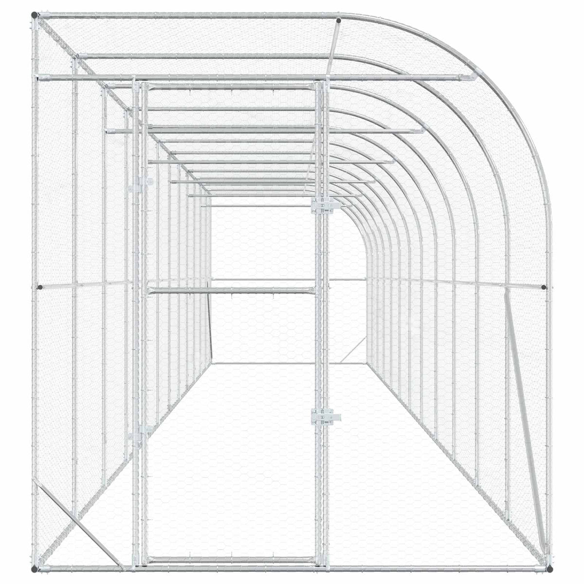 Against Wall Chicken Coop Silver without Roof 1200 cm
