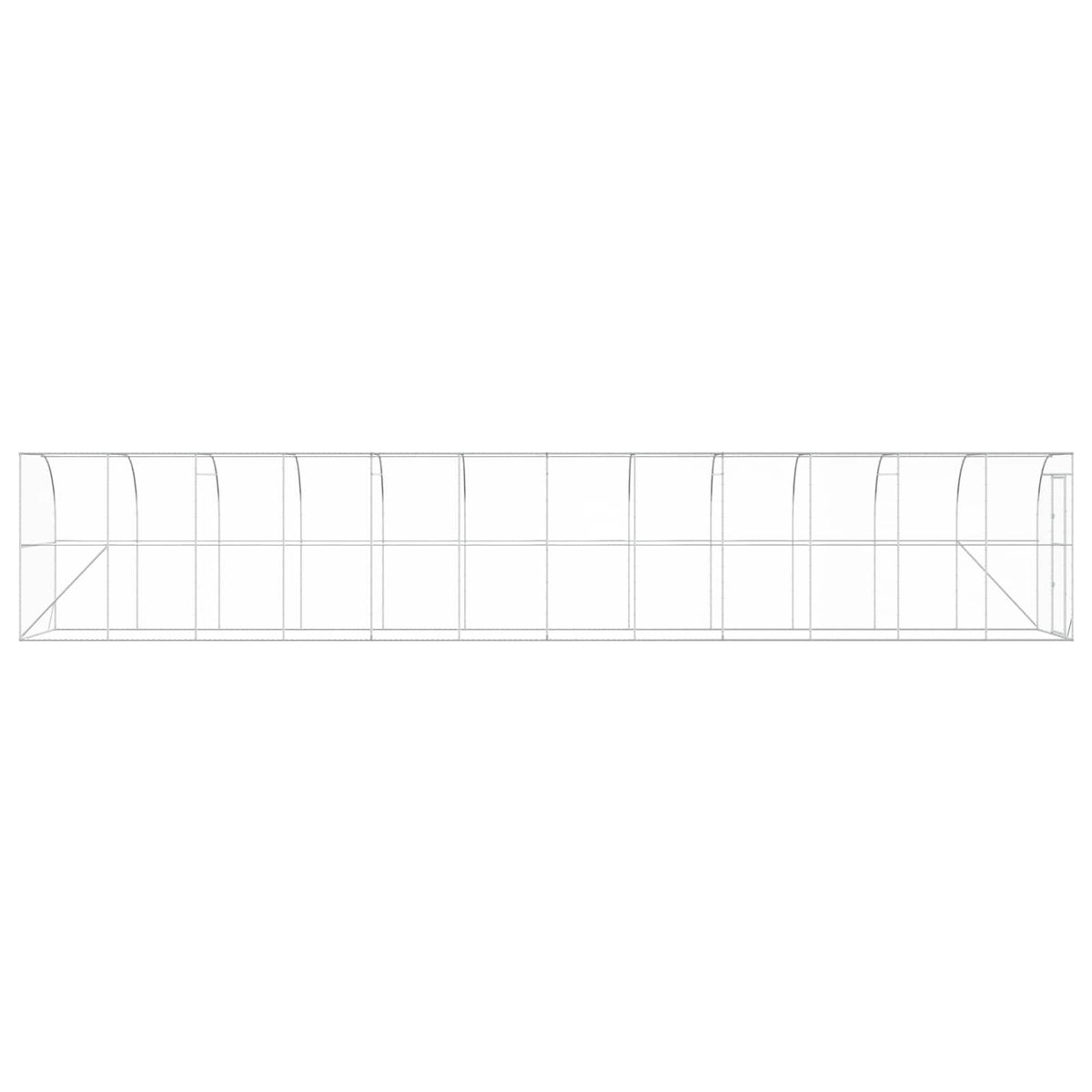 Against Wall Chicken Coop Silver without Roof 1200 cm