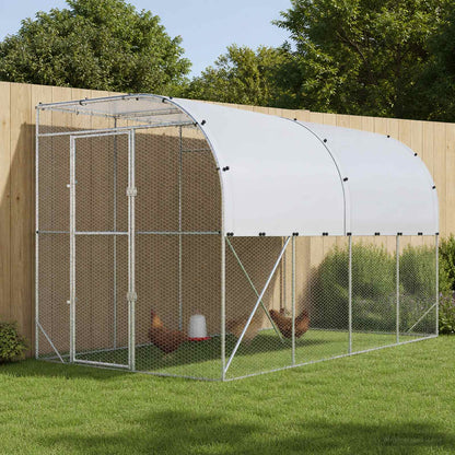 vidaXL Against Wall Chicken Coop Silver with Roof