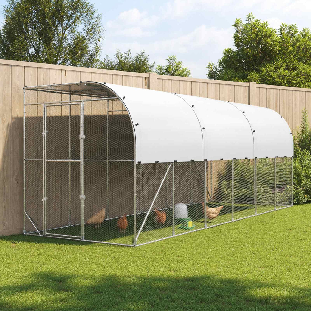 vidaXL Against Wall Chicken Coop Silver with Roof