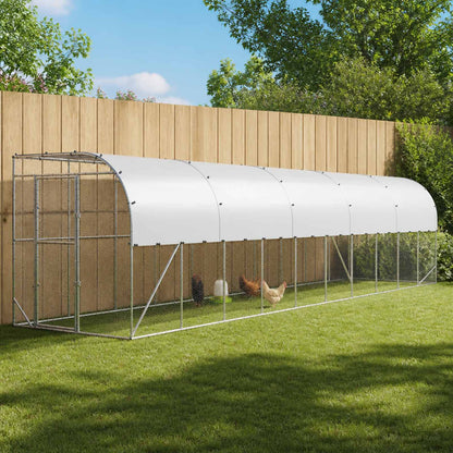 Against Wall Chicken Coop Silver with roof 1000 cm 200 cm