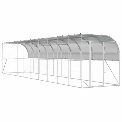 vidaXL Against Wall Chicken Coop Silver 1000 x 200 x 215 cm 2