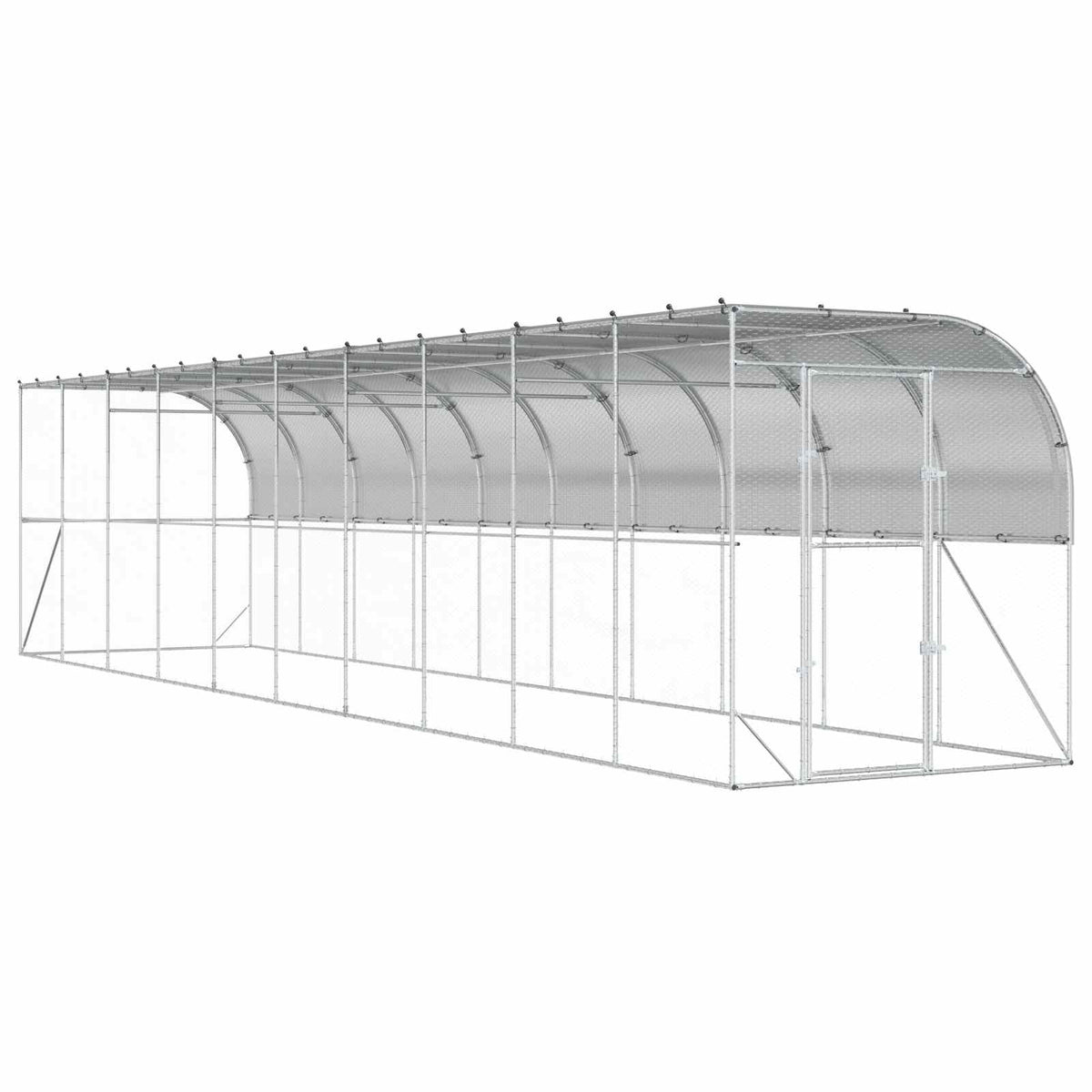 Against Wall Chicken Coop Silver with roof 1000 cm 200 cm