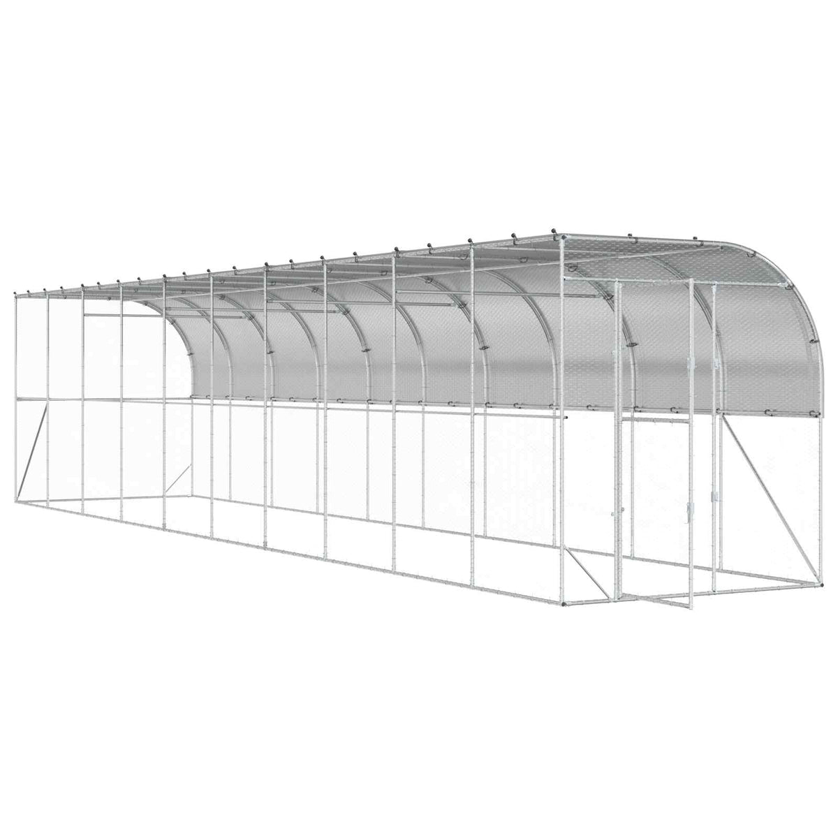 vidaXL Against Wall Chicken Coop Silver 1000 x 200 x 215 cm 3