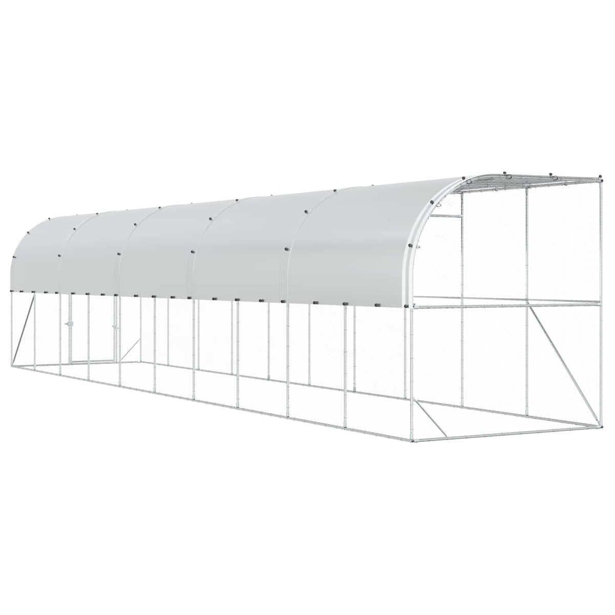 vidaXL Against Wall Chicken Coop Silver 1000 x 200 x 215 cm 6
