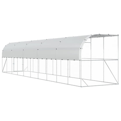 vidaXL Against Wall Chicken Coop Silver 1000 x 200 x 215 cm 6