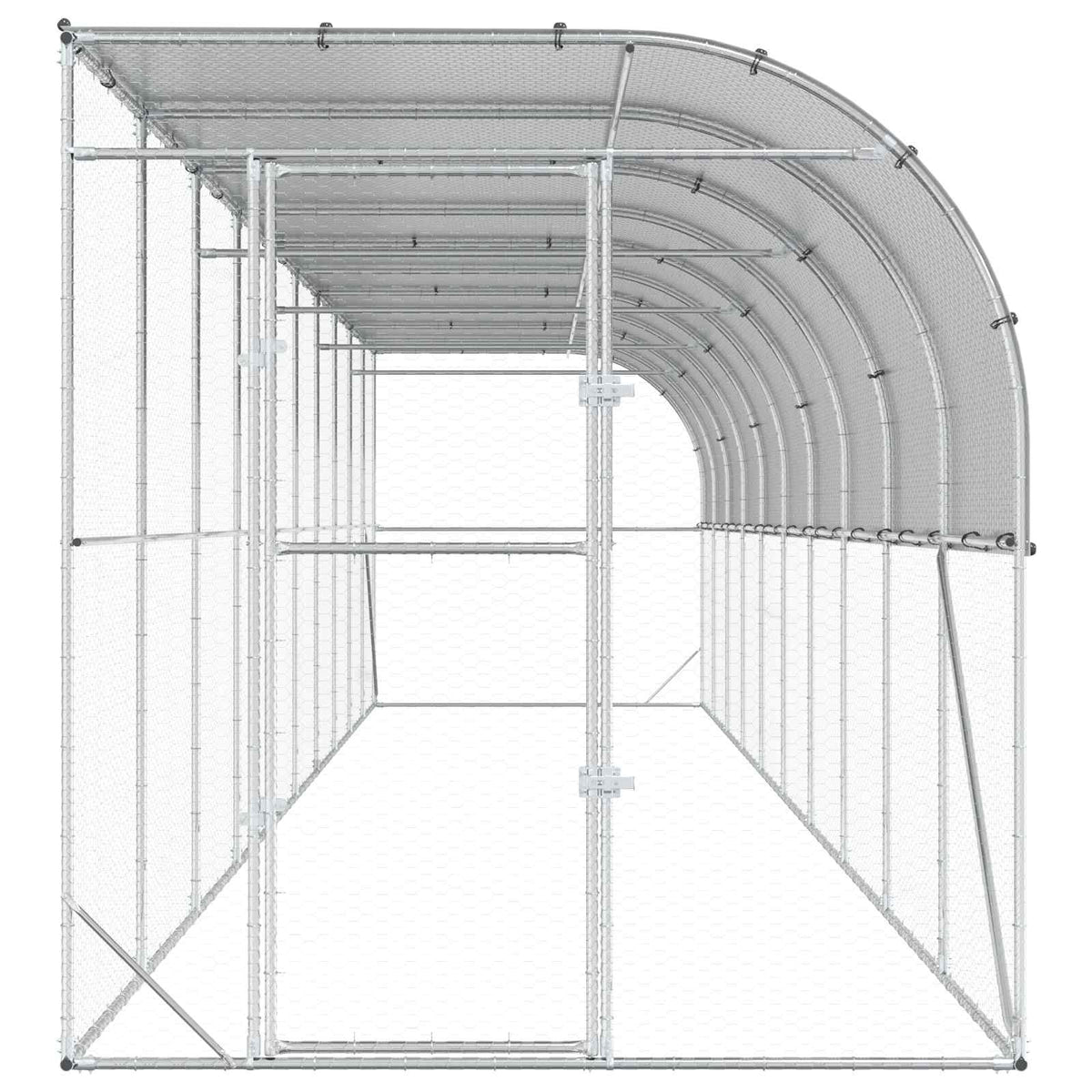 vidaXL Against Wall Chicken Coop Silver 1000 x 200 x 215 cm 4