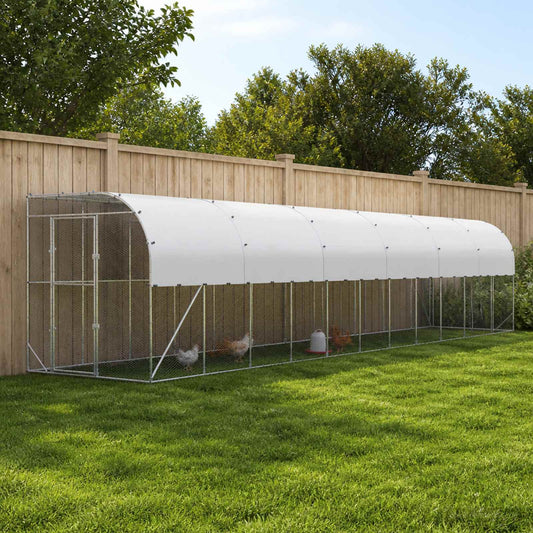 vidaXL Against Wall Chicken Coop Silver 1200 x 200 x 215 cm 1