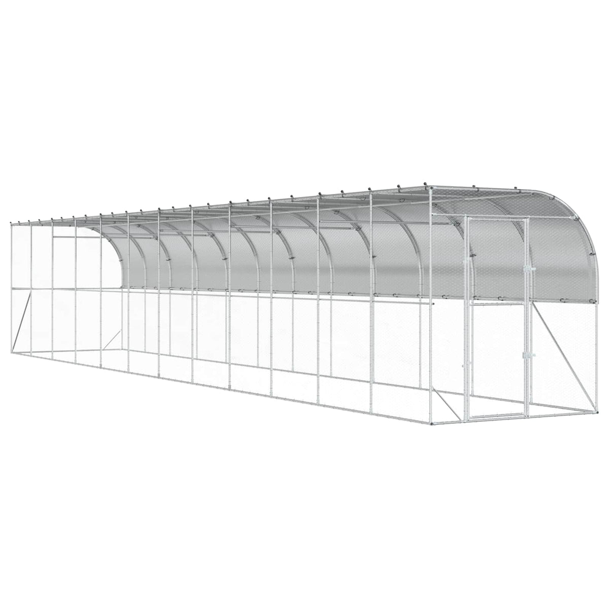 vidaXL Against Wall Chicken Coop Silver 1200 x 200 x 215 cm 2