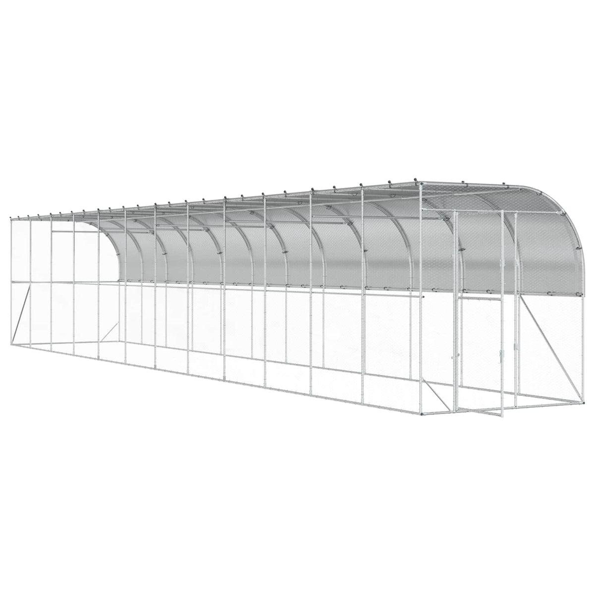 Against Wall Chicken Coop Silver with roof 1200 cm 200 cm