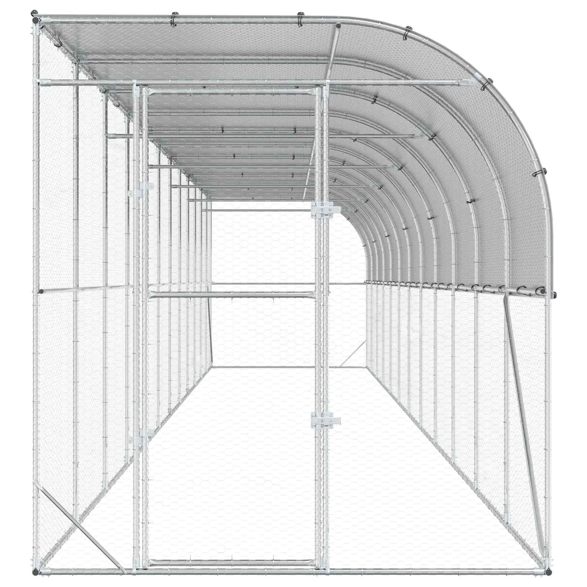 vidaXL Against Wall Chicken Coop Silver 1200 x 200 x 215 cm 4
