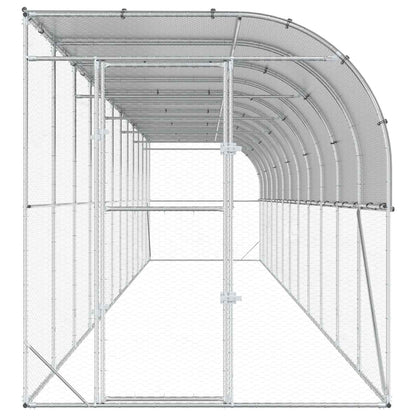vidaXL Against Wall Chicken Coop Silver 1200 x 200 x 215 cm 4