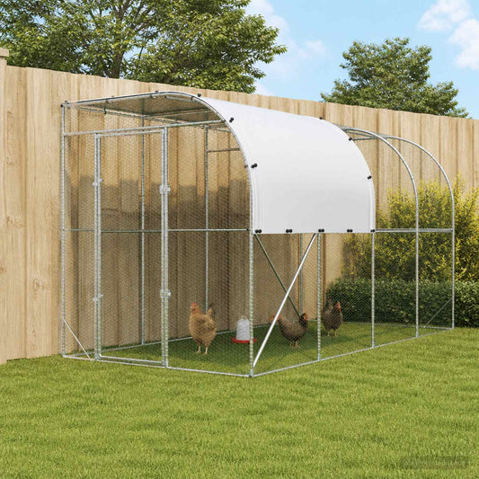 Against Wall Chicken Coop Silver 400 cm