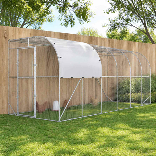 Against Wall Chicken Coop Silver 600 cm