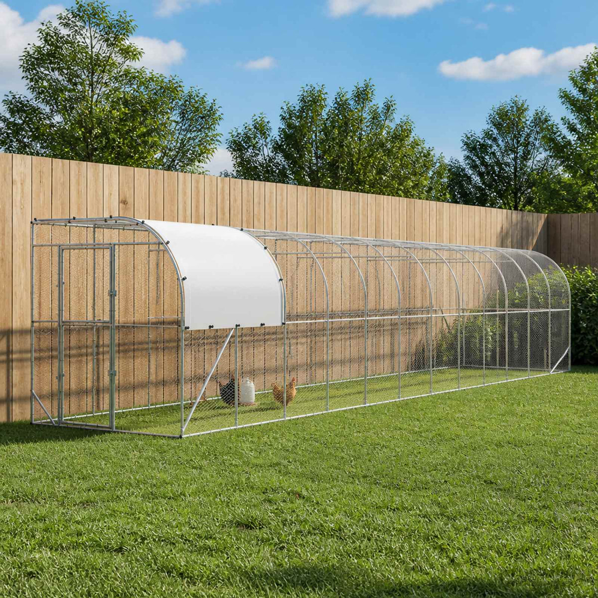 vidaXL Against Wall Chicken Coop Silver 1200 x 200 x 215 cm 1