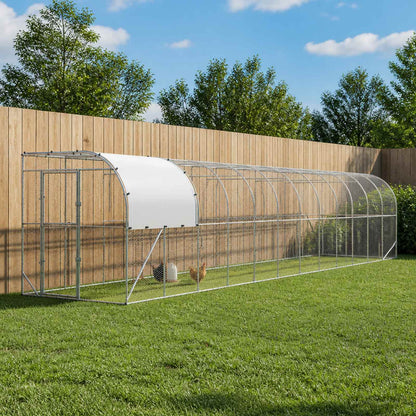 vidaXL Against Wall Chicken Coop Silver 1200 x 200 x 215 cm 1
