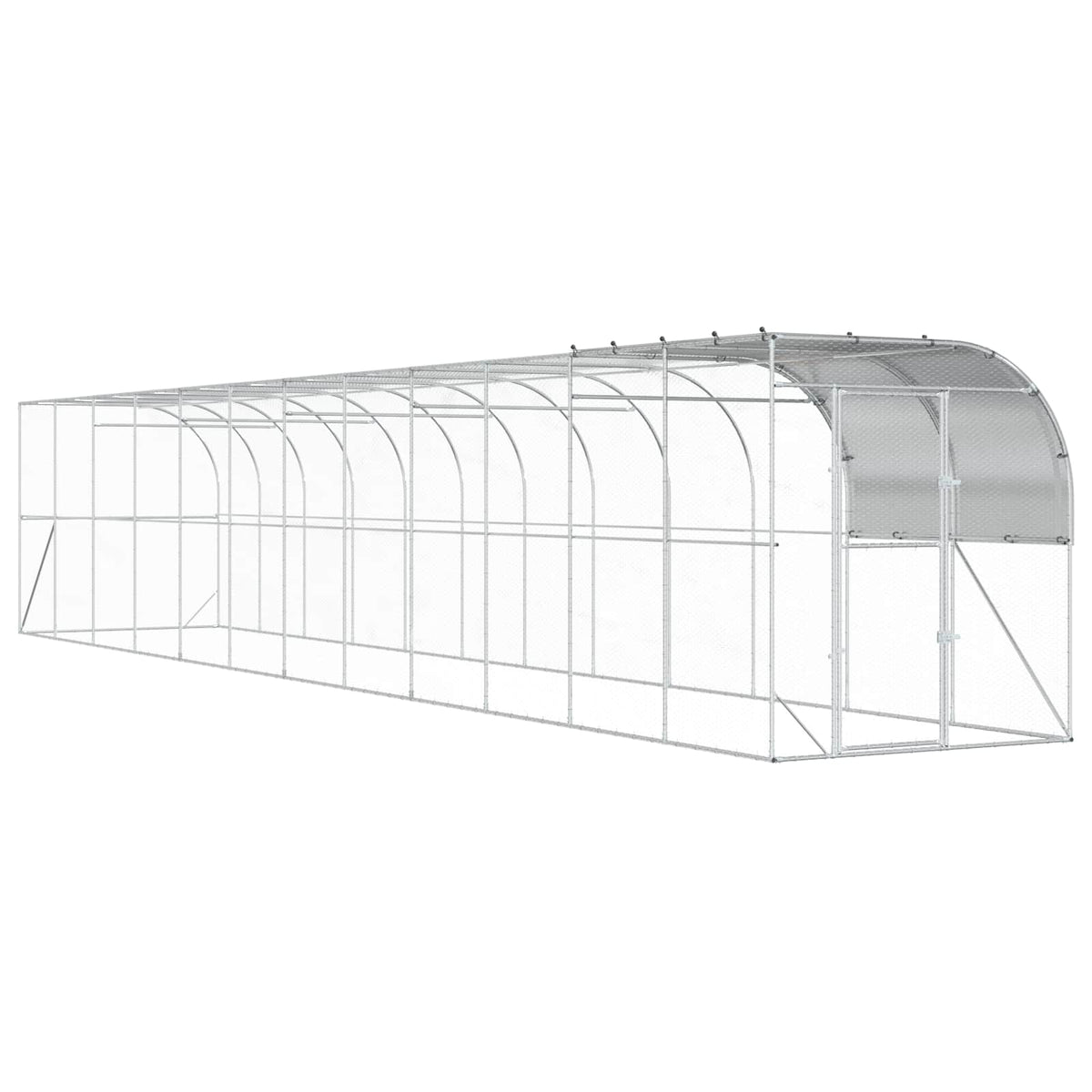 vidaXL Against Wall Chicken Coop Silver 1200 x 200 x 215 cm 2